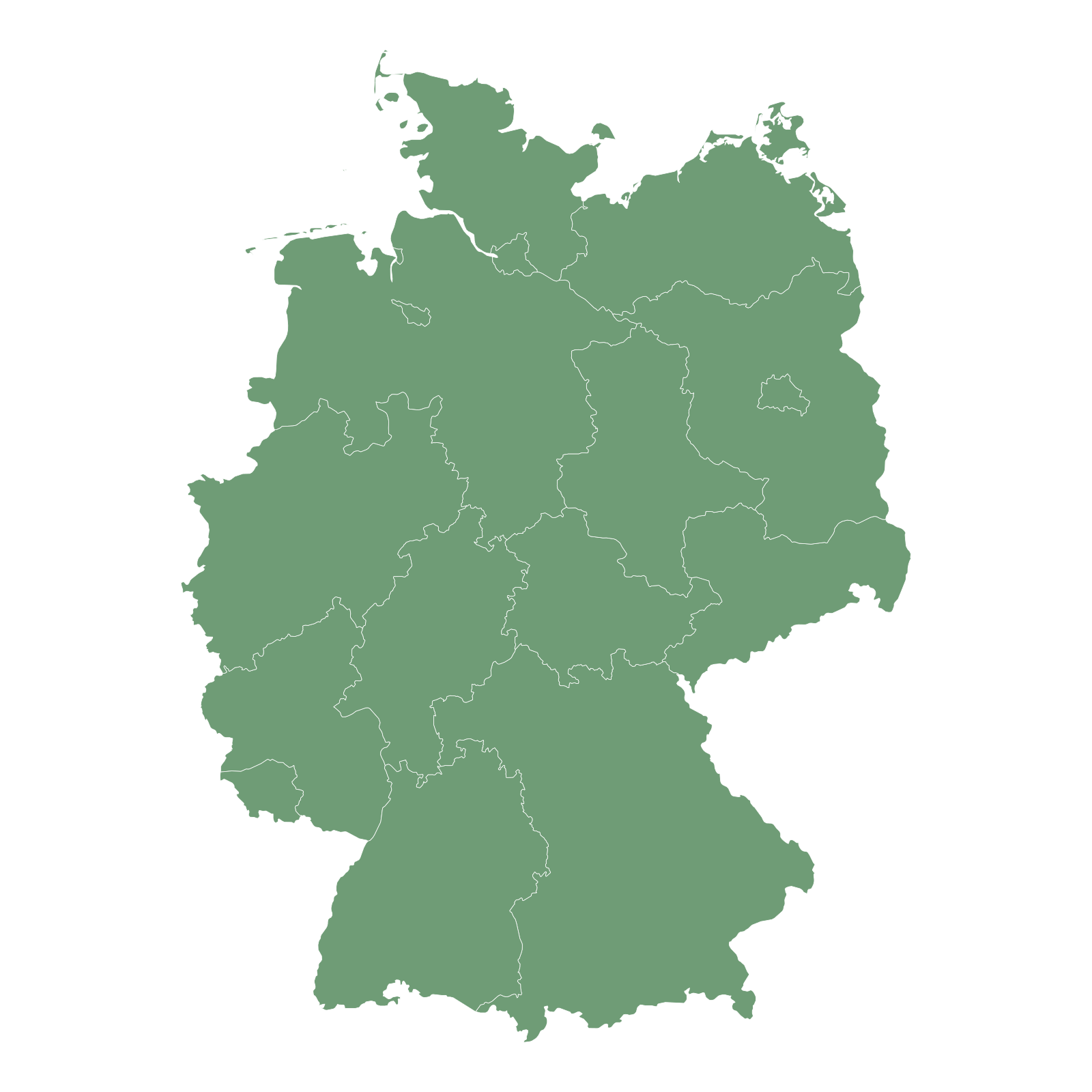 Deutschlandkarte mit klaren Bundesländergrenzen